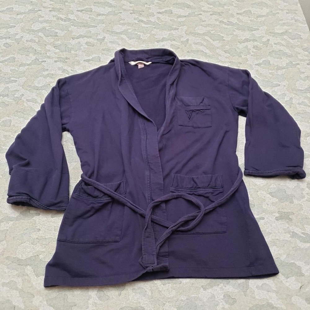 Victoria's Secret Robe Men's M/L Purple Belted Open Front Pockets Long Sleeve